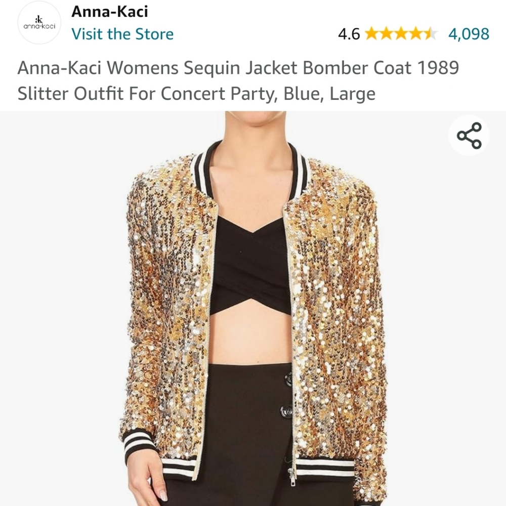 ANNI-KACI Gold Sequin Jacket XL